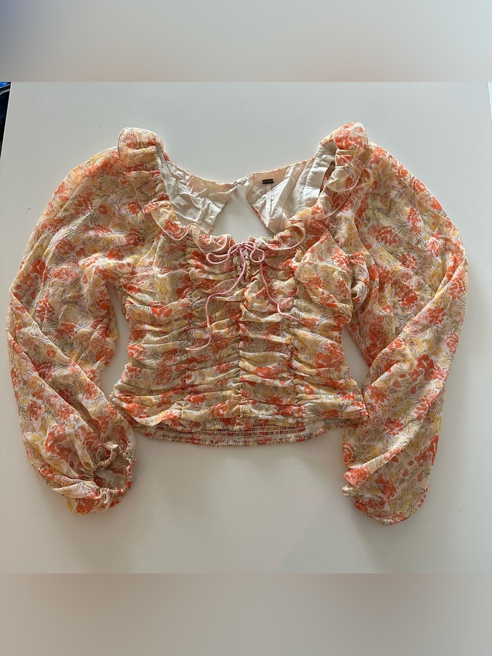 Free People Mabel Cottagecore Peasant Floral Blouse XS